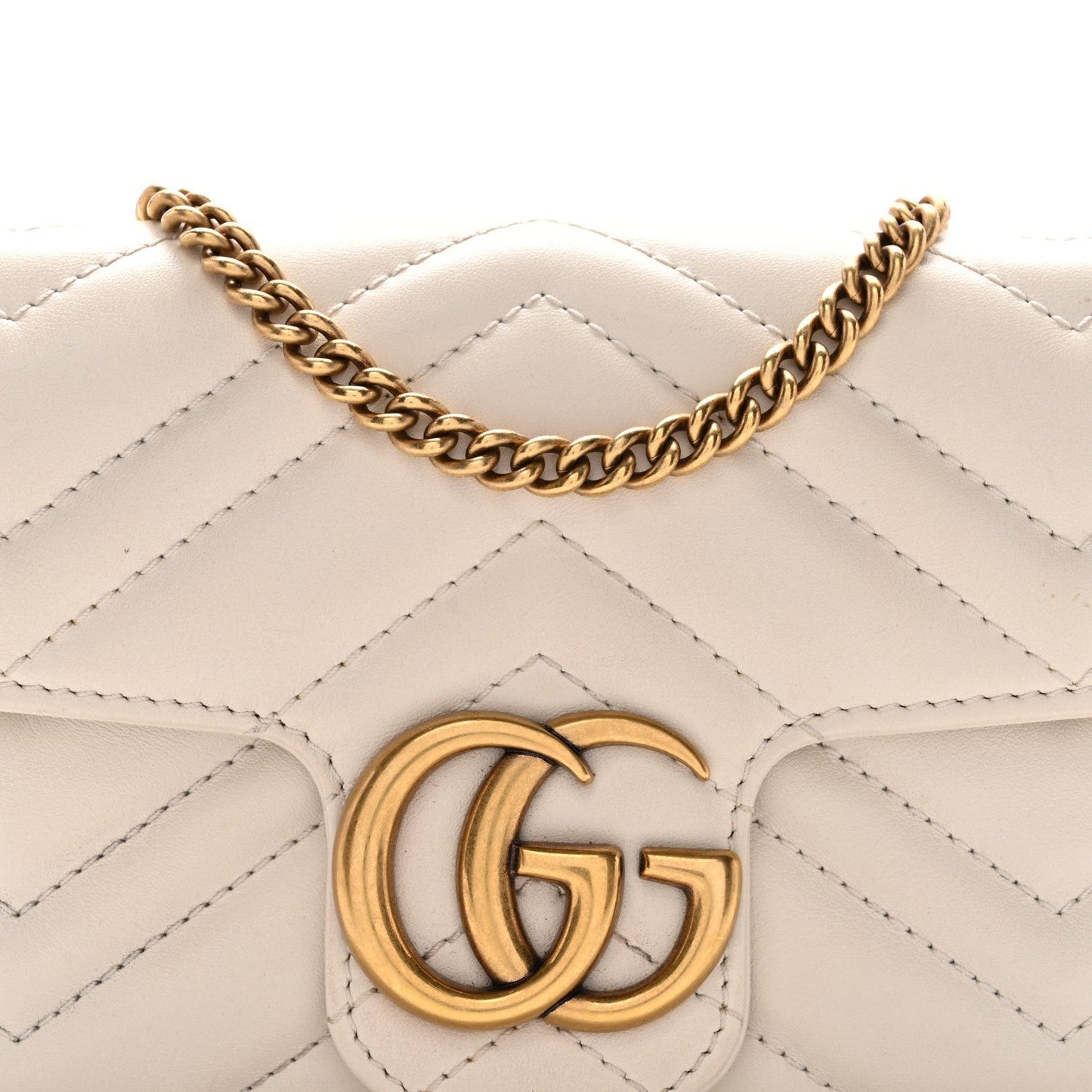 Calfskin Matelasse Super Mini GG Marmont Shoulder Bag White