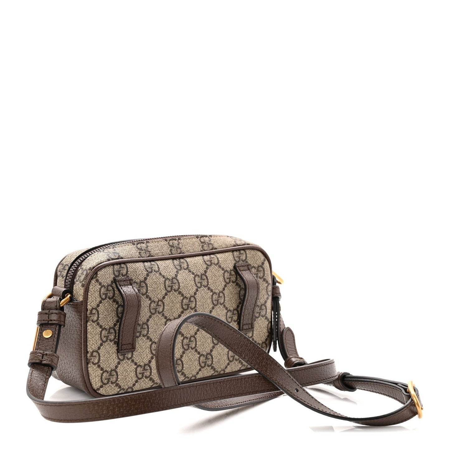 GG Supreme Monogram Textured Dollar Calfskin Web Mini Ophidia Convertible Shoulder Bag Beige Ebony New Acero