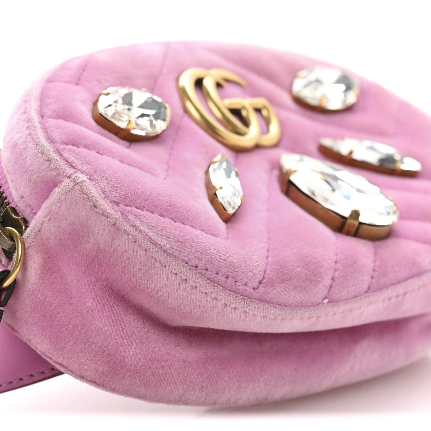 Velvet Matelasse Marquise Crystals GG Marmont Belt Bag 85 34 Malva