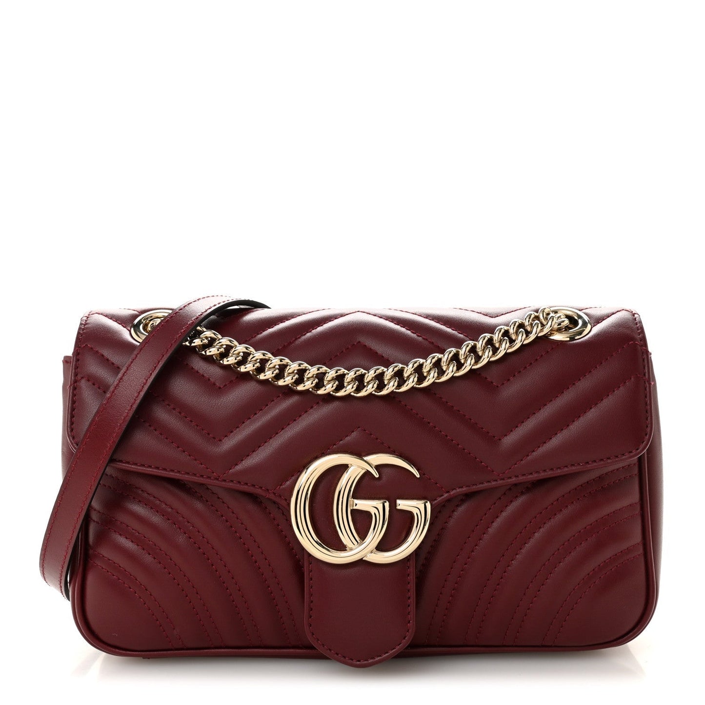 Calfskin Matelasse Small GG Marmont Shoulder Bag Ancora Red