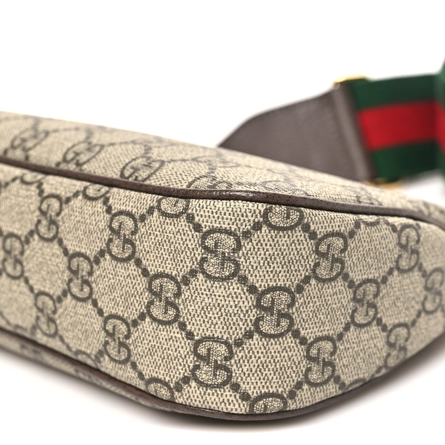 GG Supreme Monogram Textured Dollar Calfskin Web Small Ophidia GG Handbag Beige Ebony New Acero