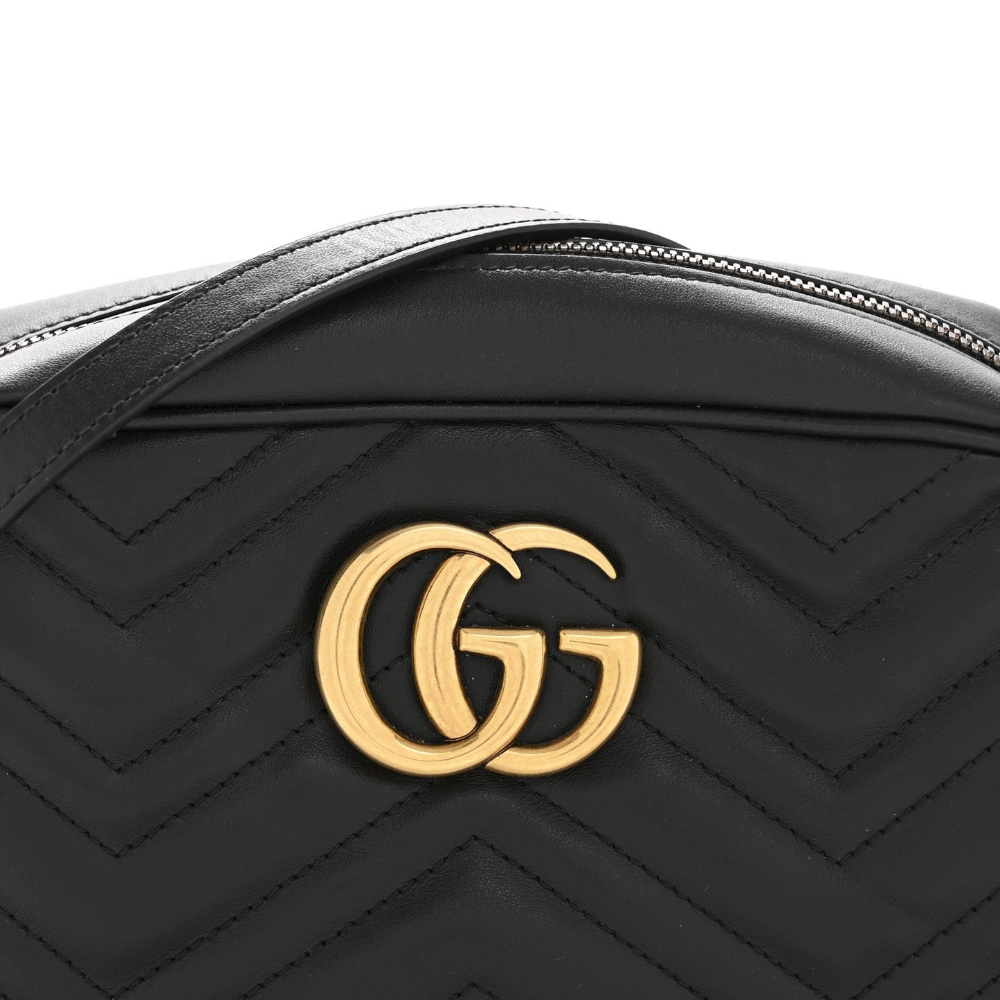 Calfskin Matelasse Small GG Marmont Chain Shoulder Bag Black