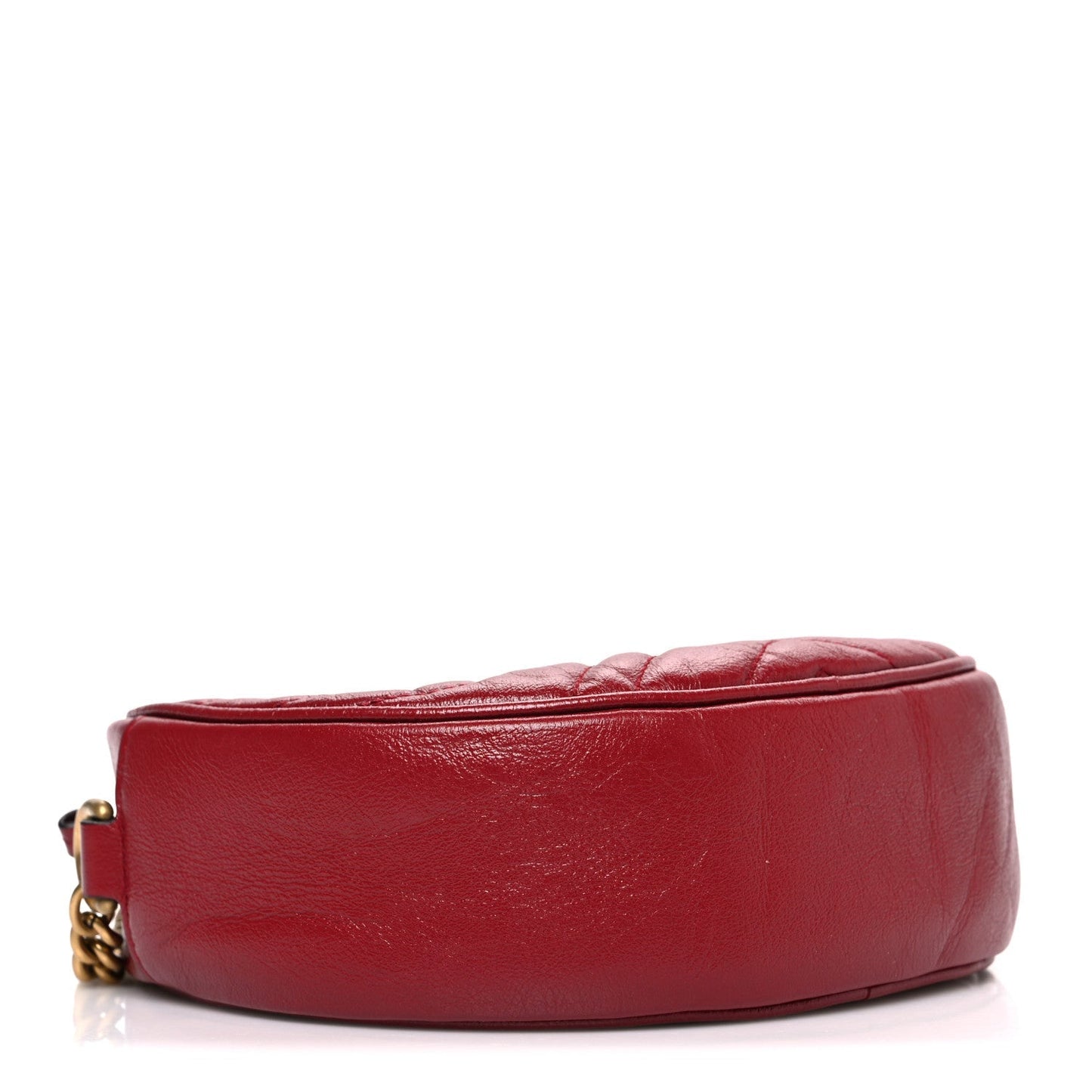 Glazed Calfskin Matelasse Heart Mini GG Marmont Round Shoulder Bag Romantic Cerise