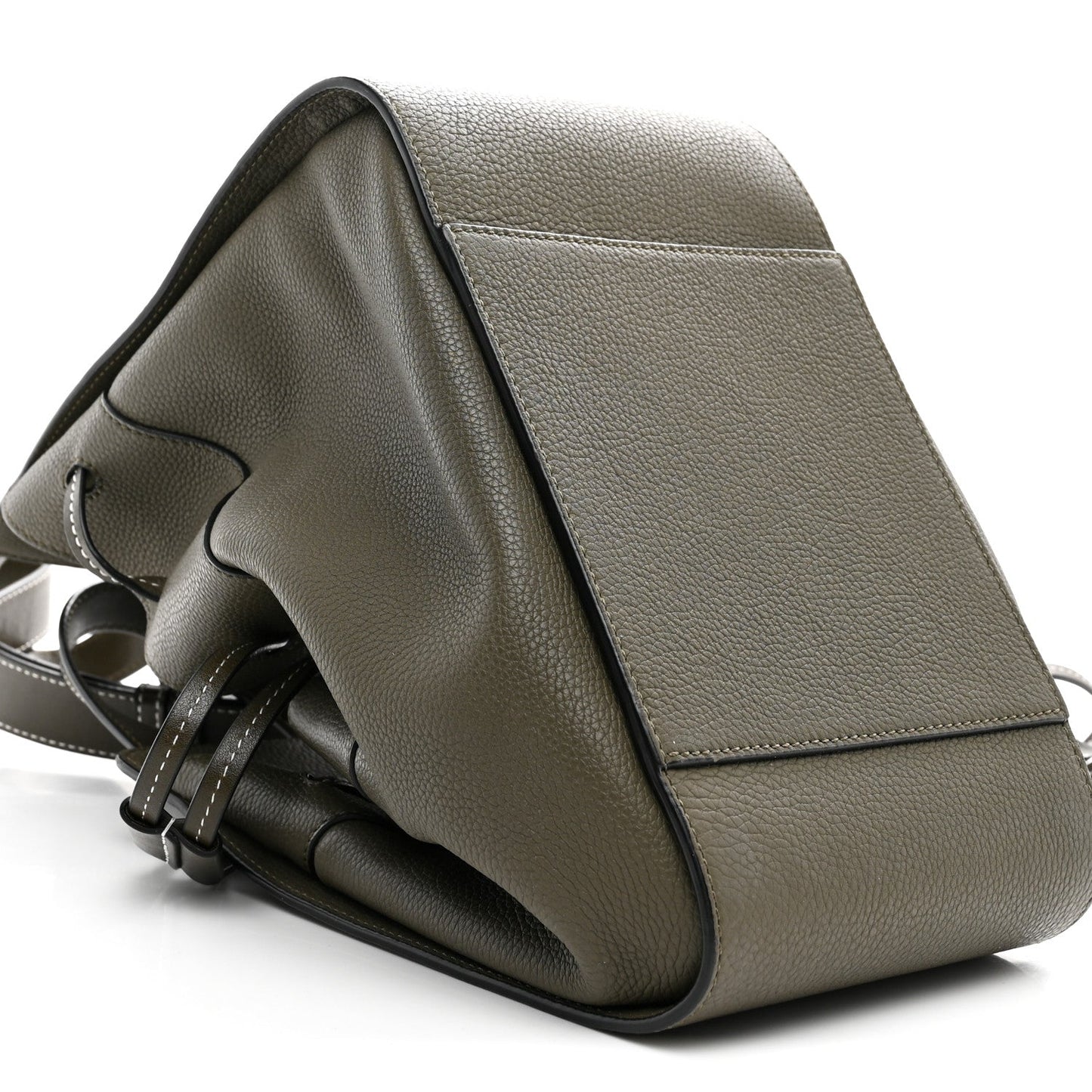 Soft Grained Calfskin Compact Hammock Shoulder Bag Khaki Green