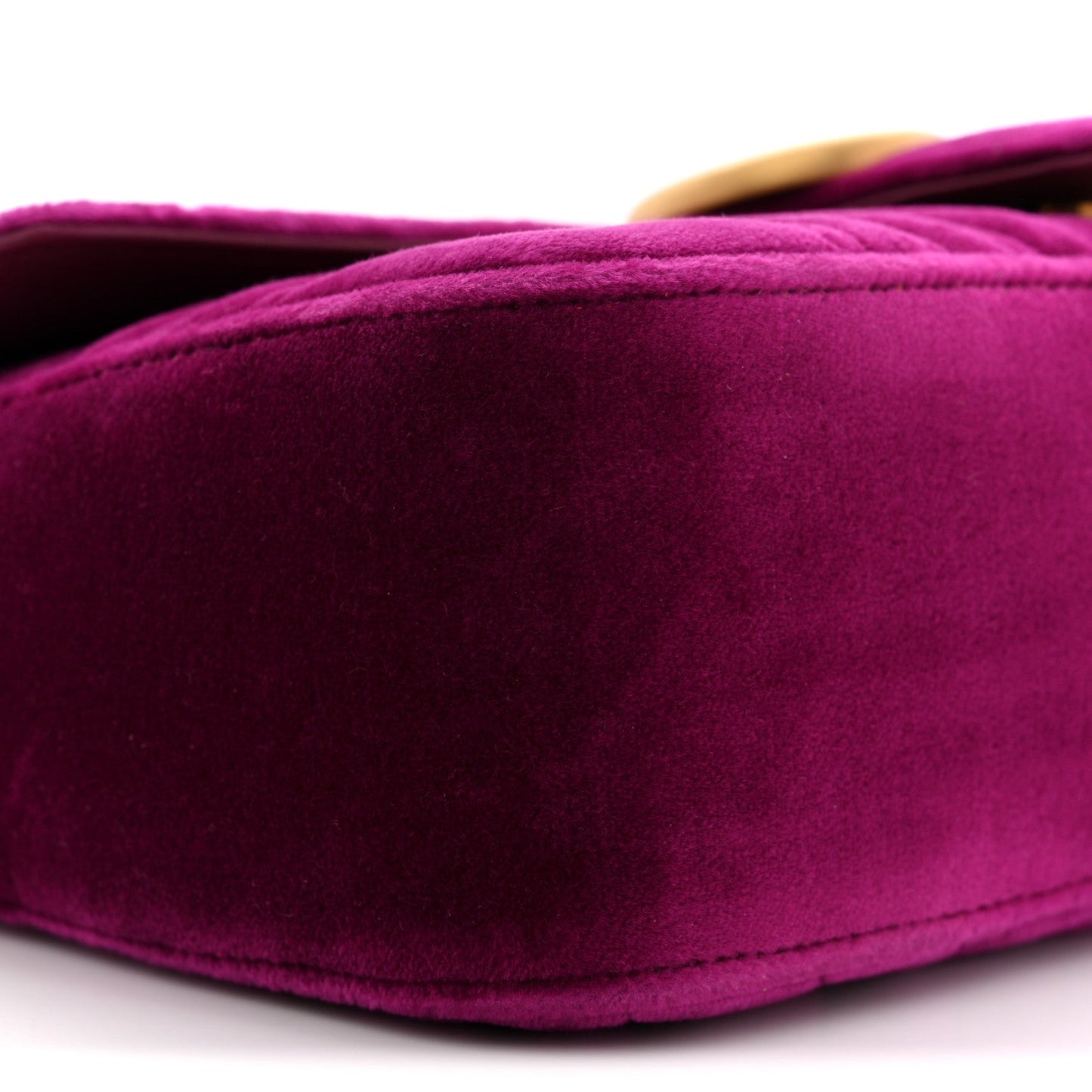 Velvet Matelasse Small GG Marmont Shoulder Bag Fuchsia Violet Cyclamen