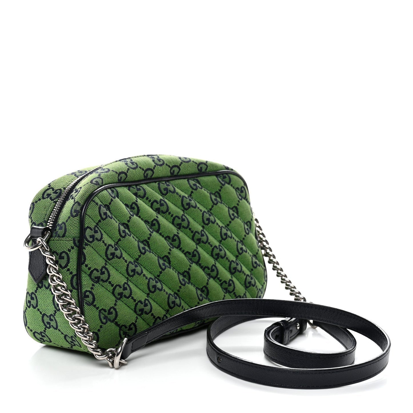 Monogram Multicolor Matelasse Diagonal Small GG Marmont Chain Shoulder Bag Green Blue