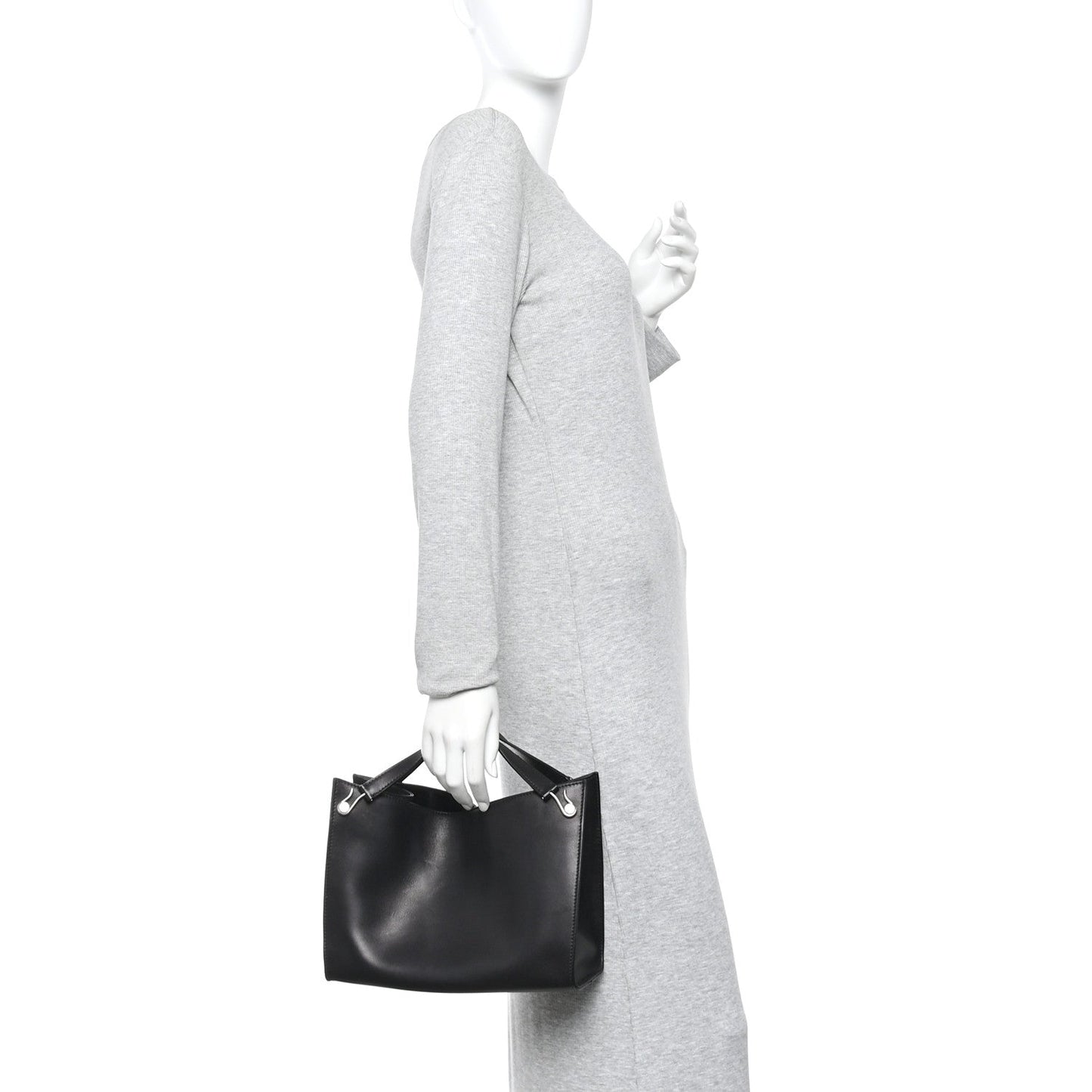 Polished Saddle Calfskin Small Alexia Bag Black