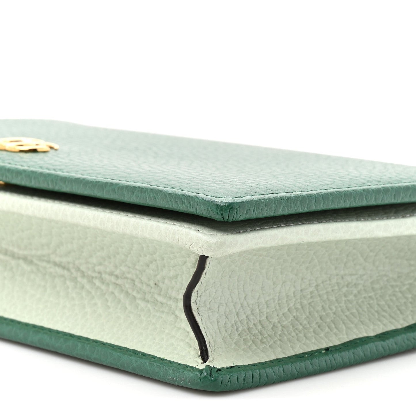 Dollar Calfskin Mini GG Marmont Chain Wallet Emerald Green Salvy Green