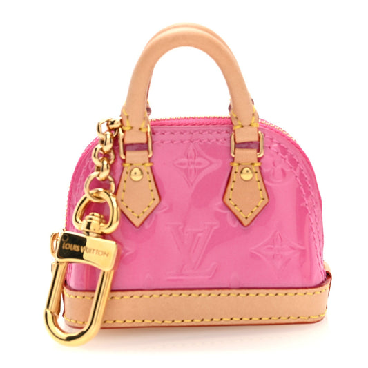 Vernis Monogram Micro Alma Bag Charm Key Holder Rose