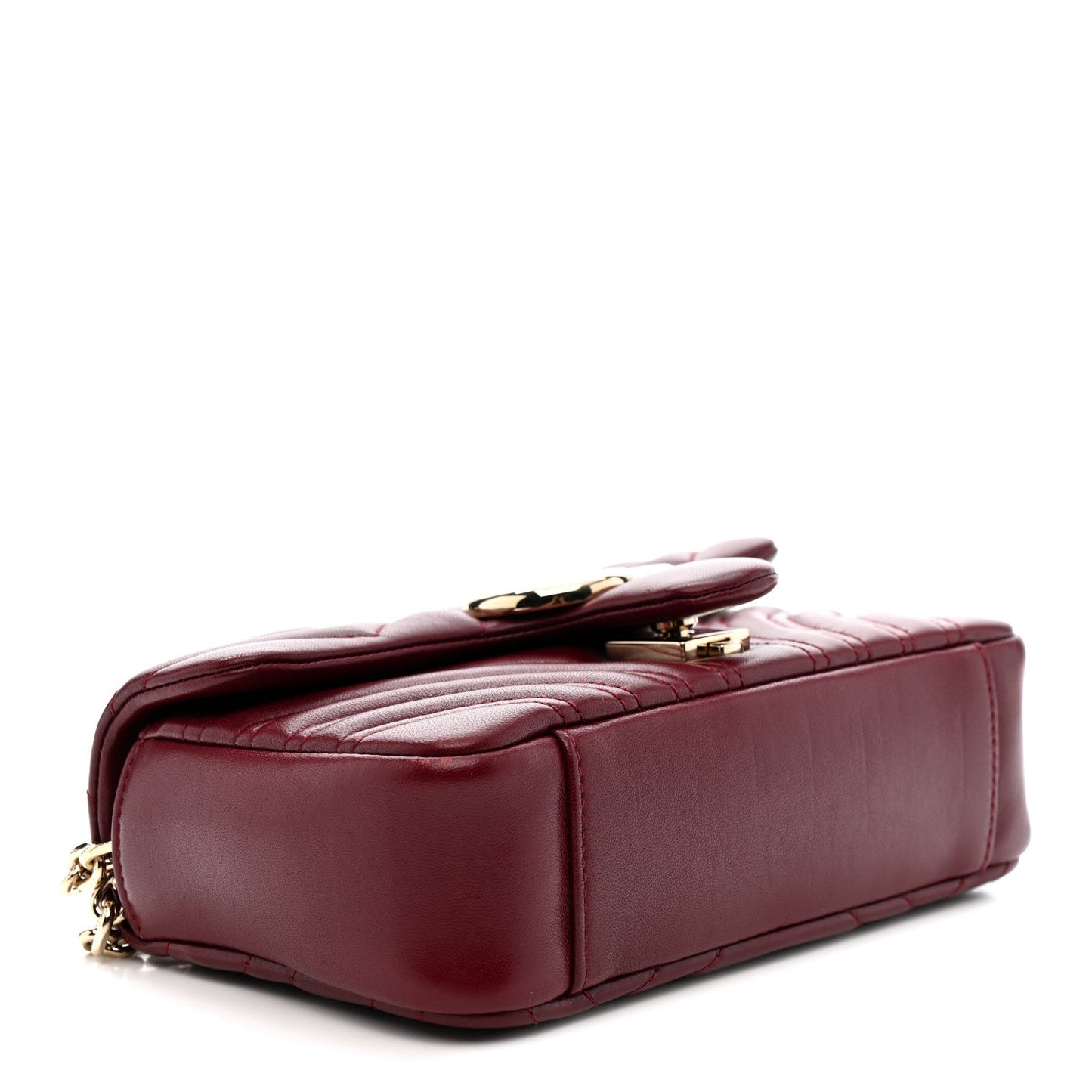 Lambskin Matelasse Small GG Marmont Shoulder Bag Rosso Ancora