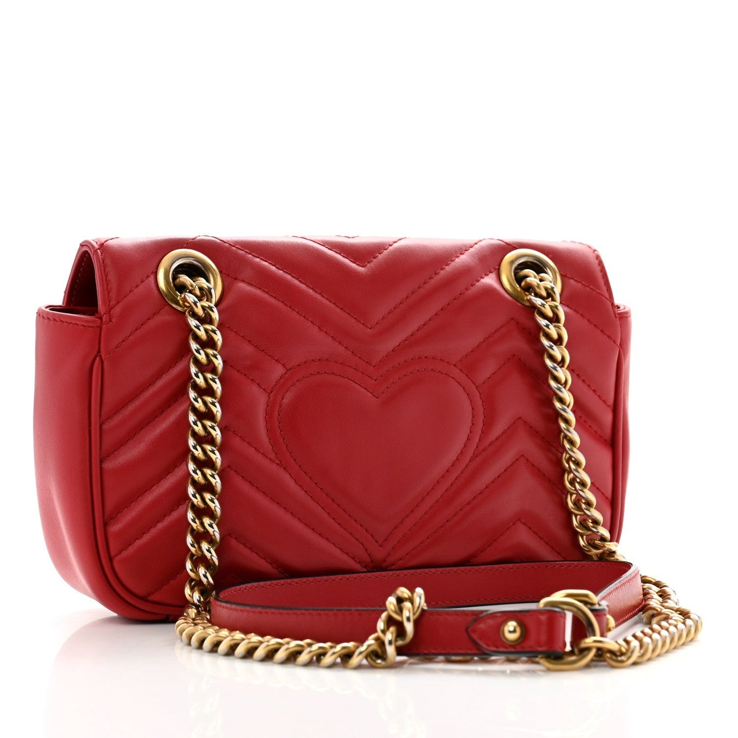 Calfskin Matelasse Mini GG Marmont Shoulder Bag Hibiscus Red