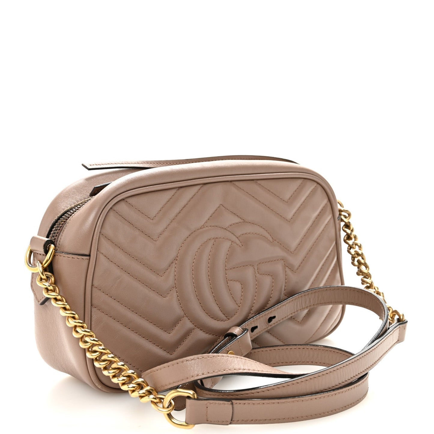 Calfskin Matelasse Small GG Marmont Chain Shoulder Bag Porcelain Rose