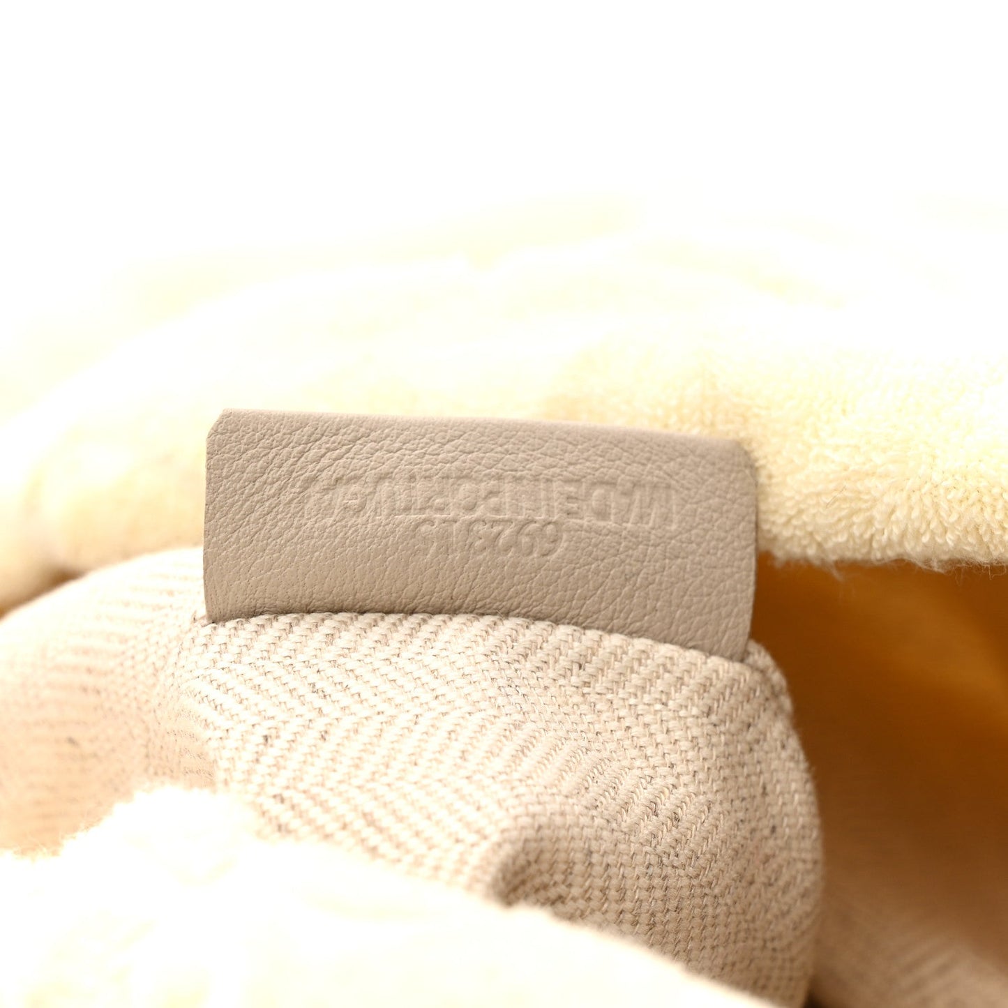 X PAULA'S IBIZA Terry Cloth Calfskin Drawstring Pouch Natural Tan
