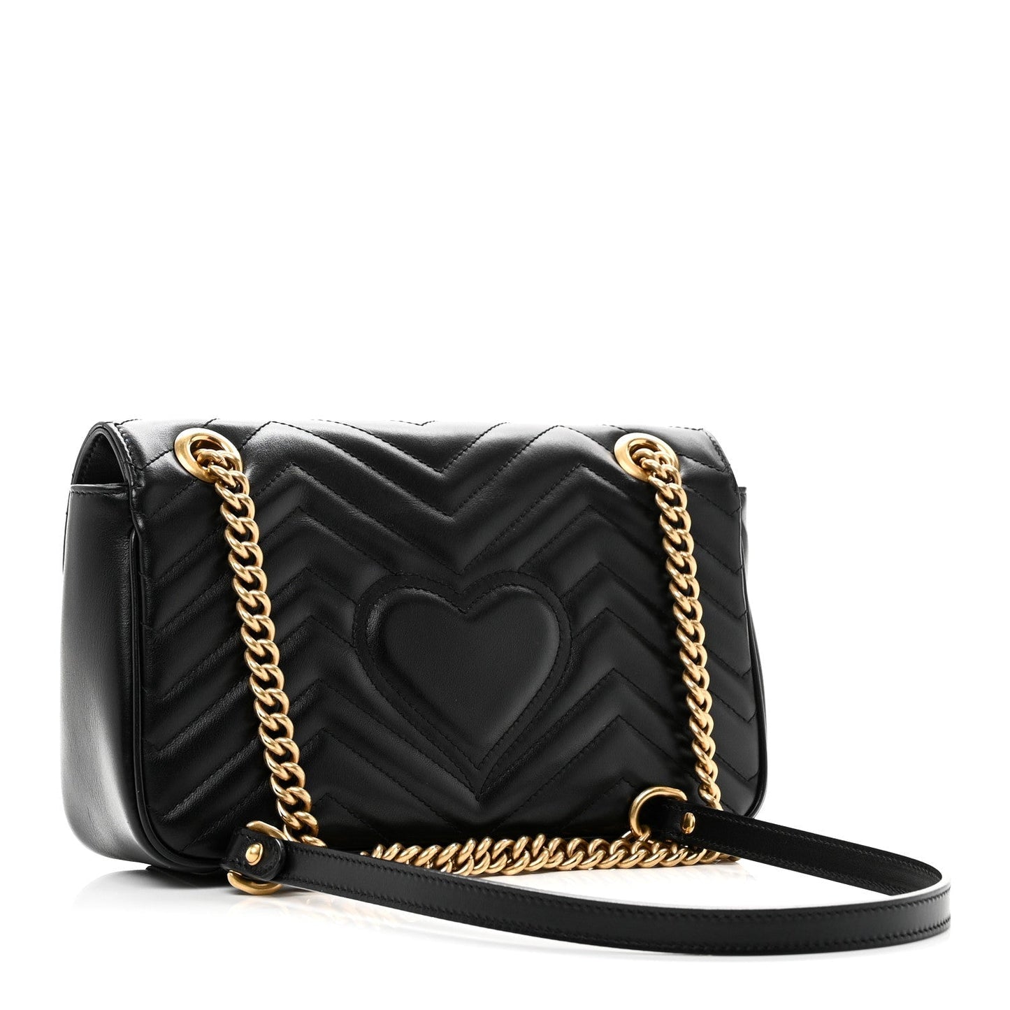 Calfskin Matelasse Small GG Marmont Shoulder Bag Black