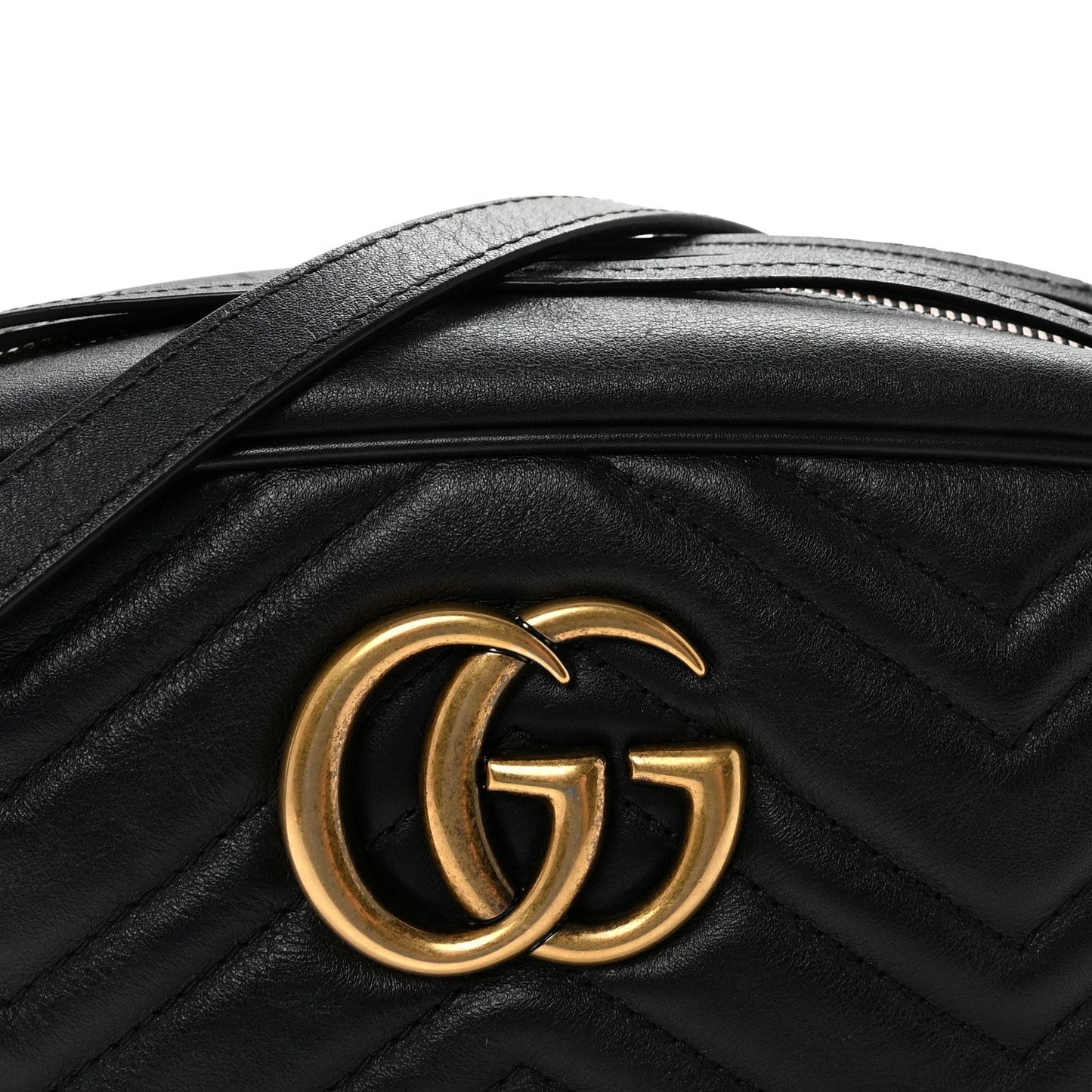 Calfskin Matelasse Small GG Marmont Chain Shoulder Bag Black