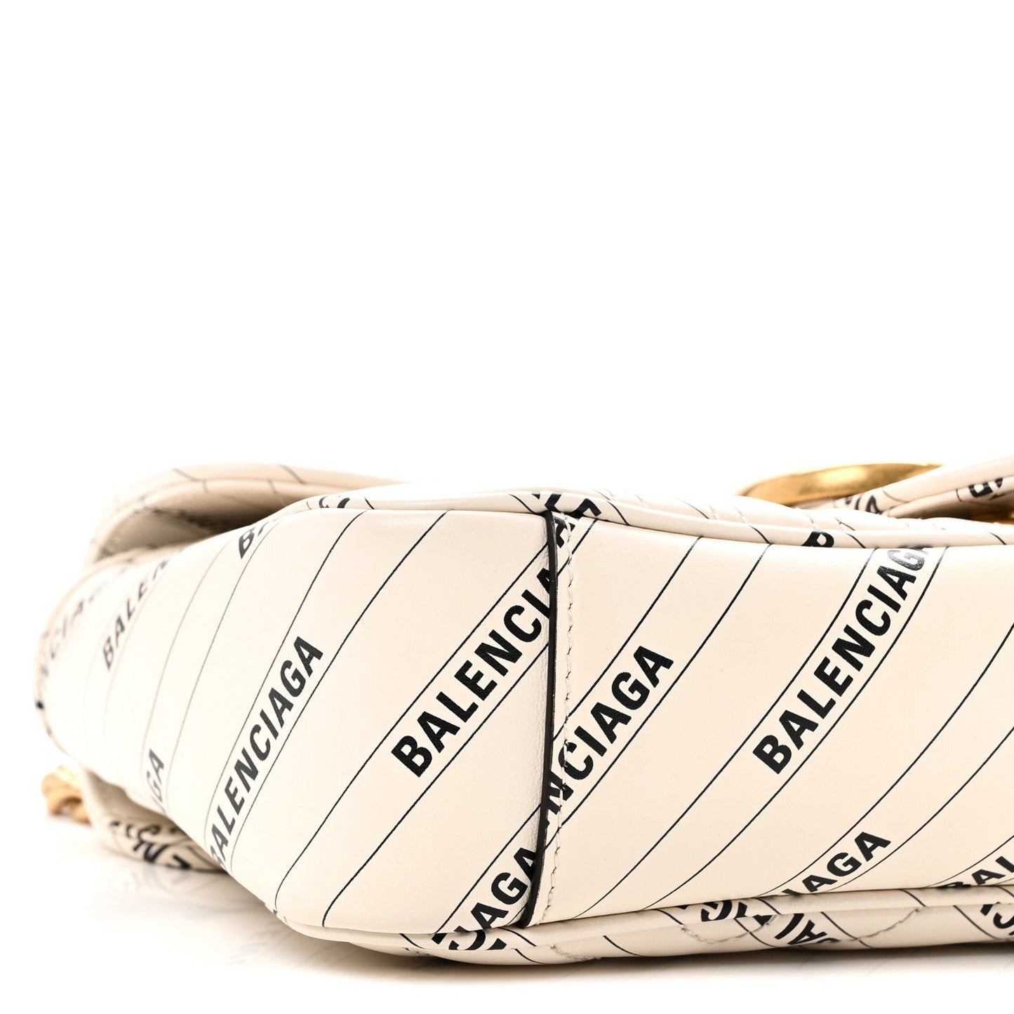 X BALENCIAGA Calfskin Matelasse Logo Print Small GG Marmont Shoulder Bag White