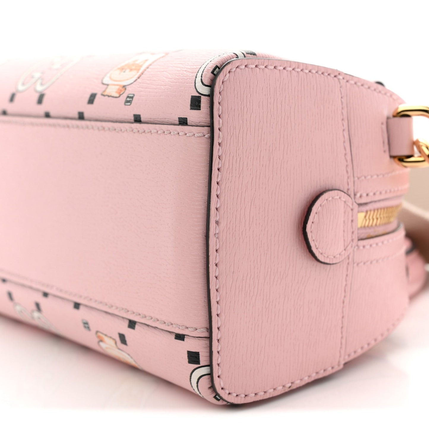 X PIKARAR Textured Dollar Calfskin Animal Print Mini Ophidia Top Handle Bowler Bag Pink Multicolor