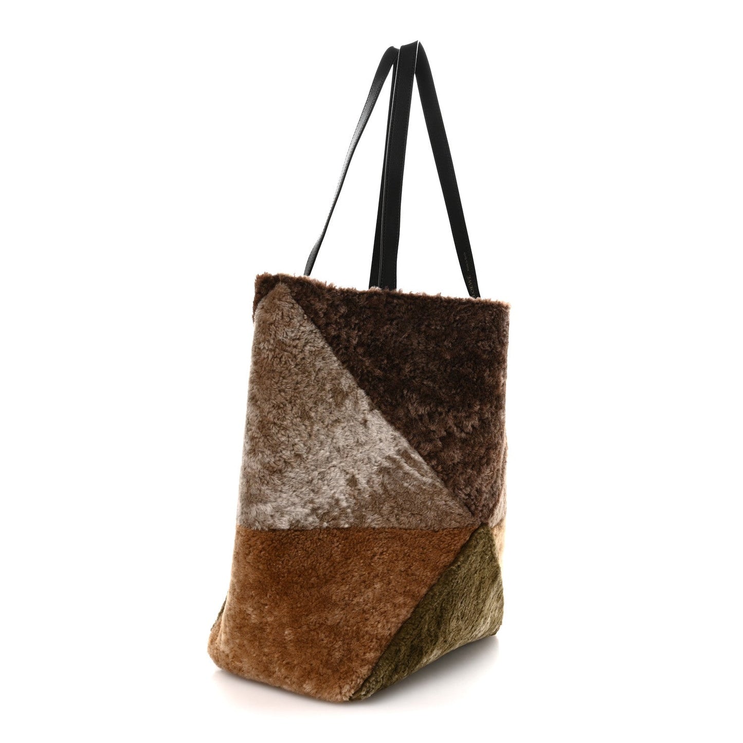 Shearling Large Puzzle Fold Tote Multicolor