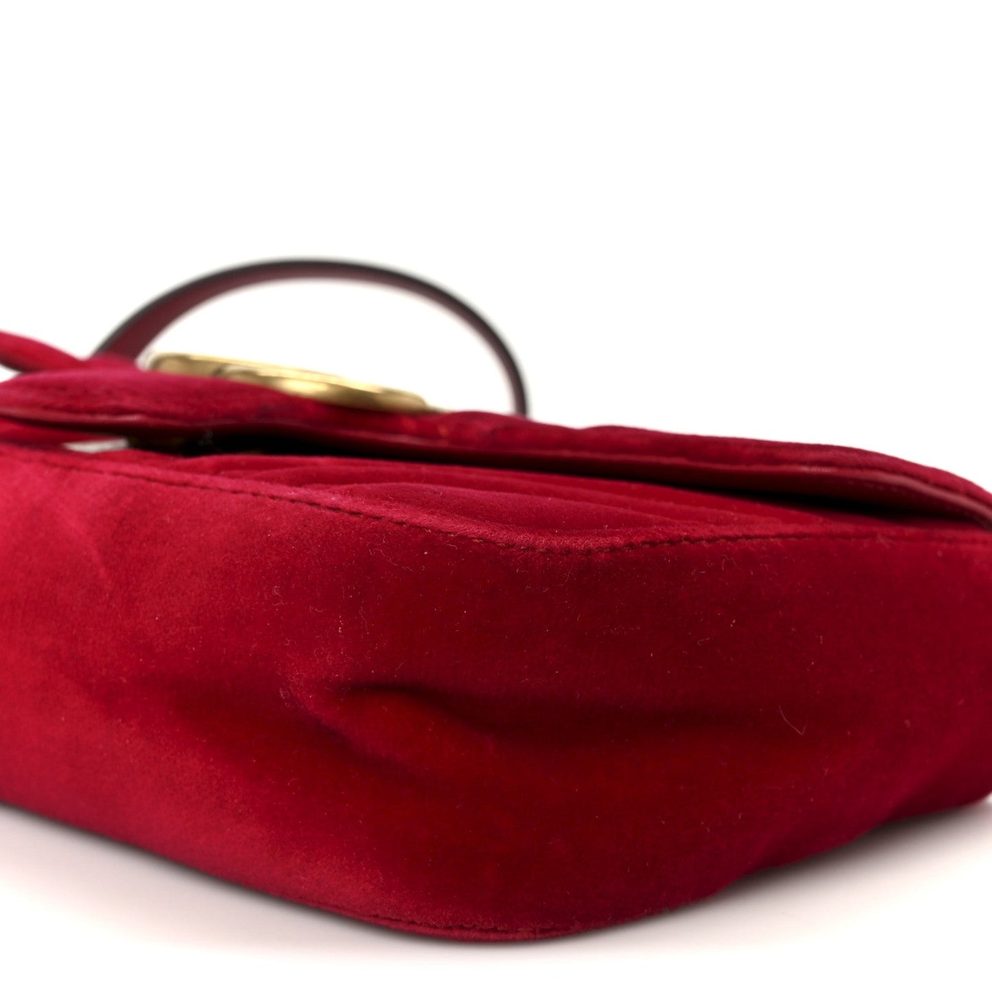 Velvet Matelasse Mini GG Marmont Shoulder Bag Hibiscus Red