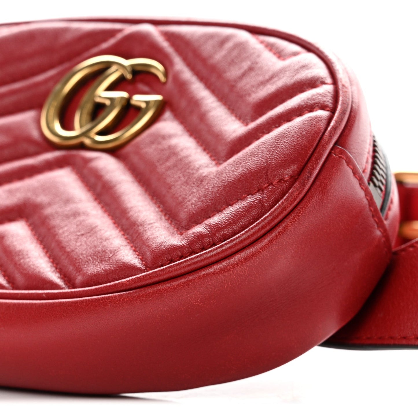 Calfskin Matelasse GG Marmont Belt Bag 85 34 Hibiscus Red