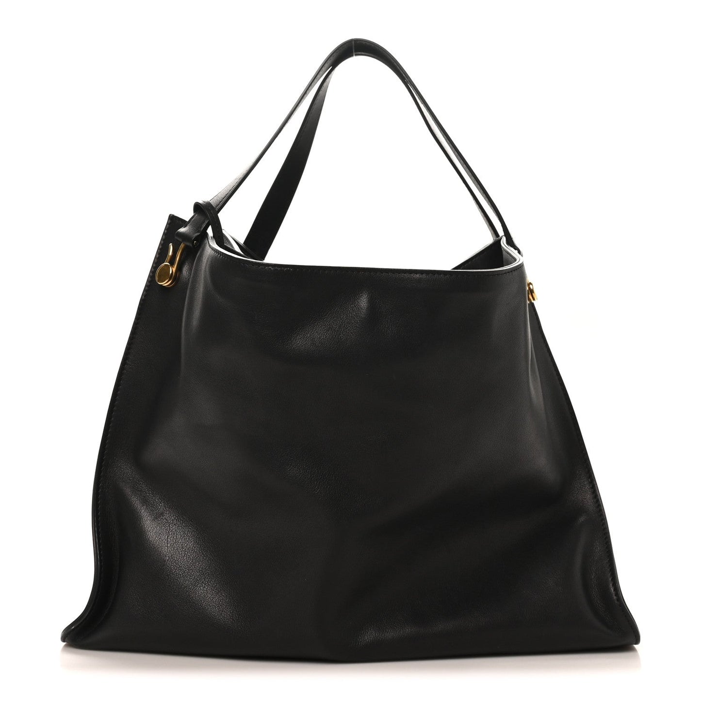 Polished Saddle Calfskin Alexia Bag Black