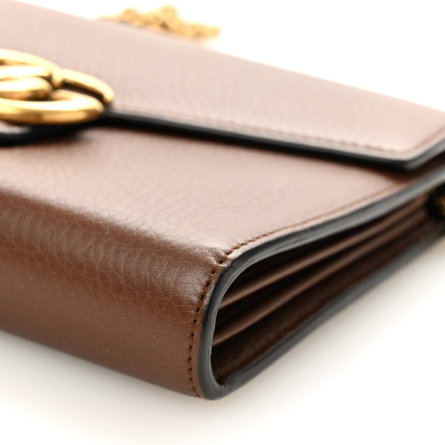 Cellarius Calfskin GG Marmont Chain Wallet Nut Brown