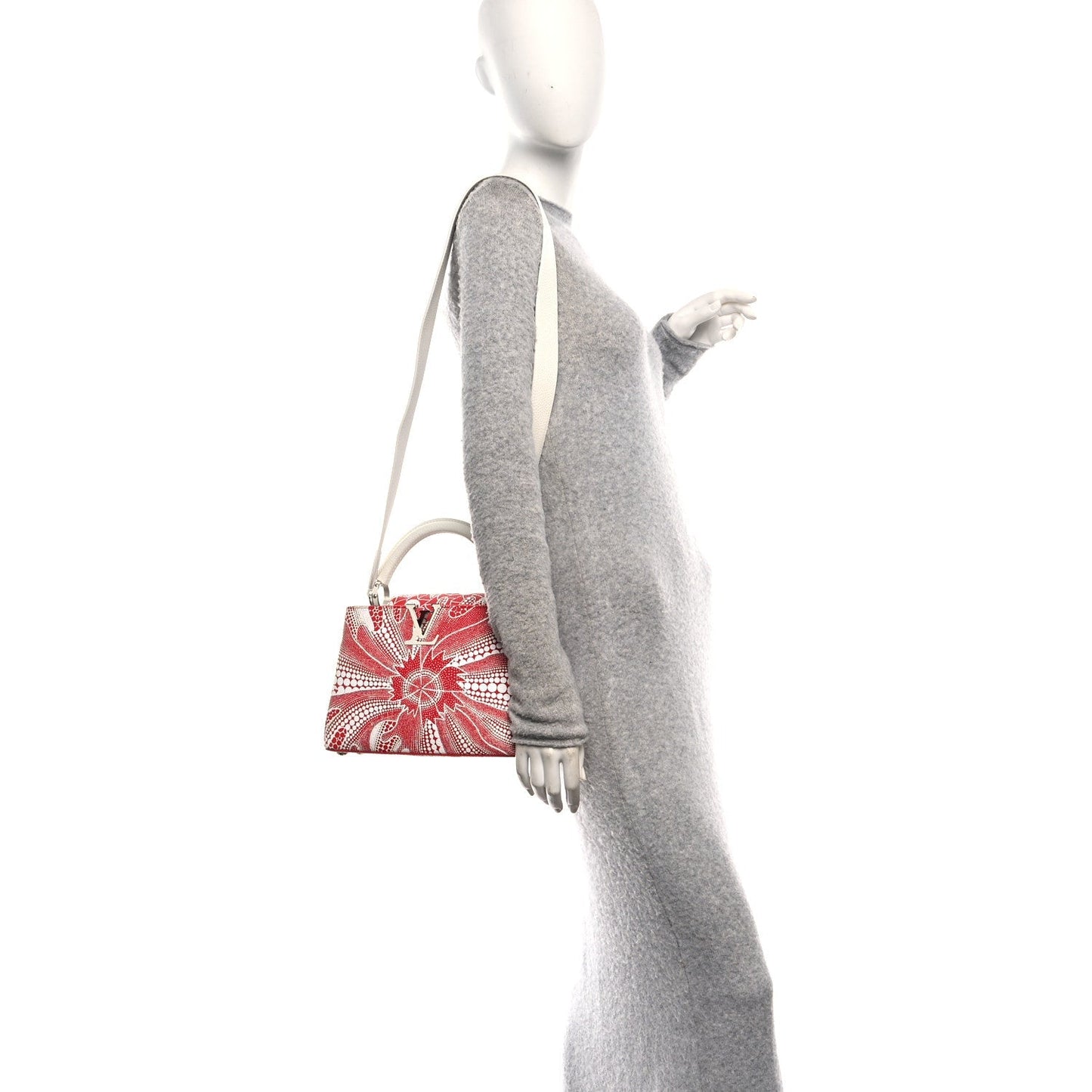 LV X YK Taurillon Psychedelic Flower Capucines BB Rouge