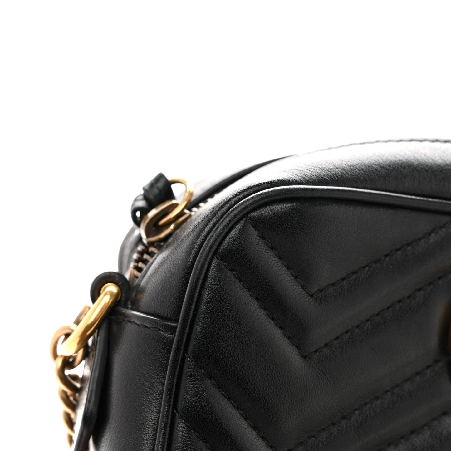 Calfskin Matelasse Mini GG Marmont Chain Shoulder Bag Black