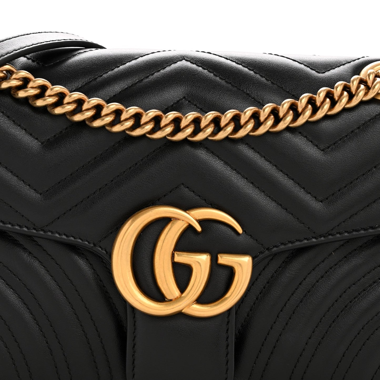 Calfskin Matelasse Small GG Marmont Shoulder Bag Black