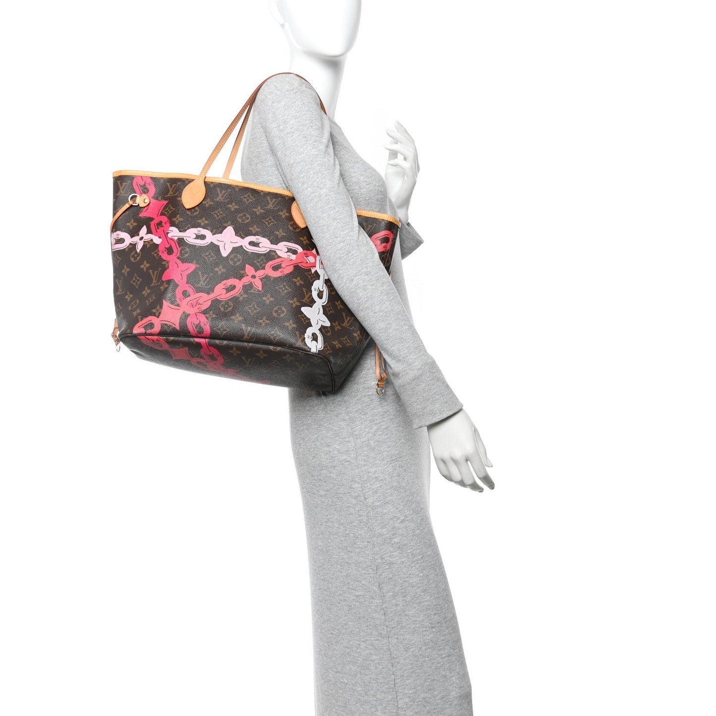 Monogram Bay Neverfull MM Rose Ballerine Poppy