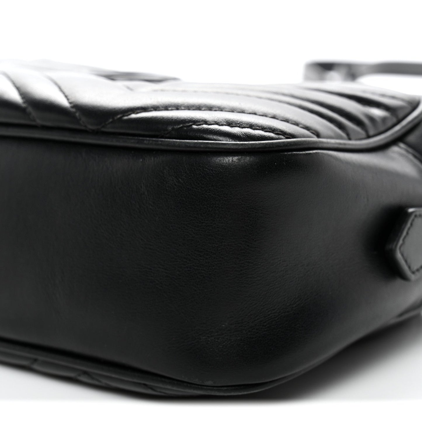 Calfskin Matelasse Monochrome Small GG Marmont Chain Shoulder Bag Black
