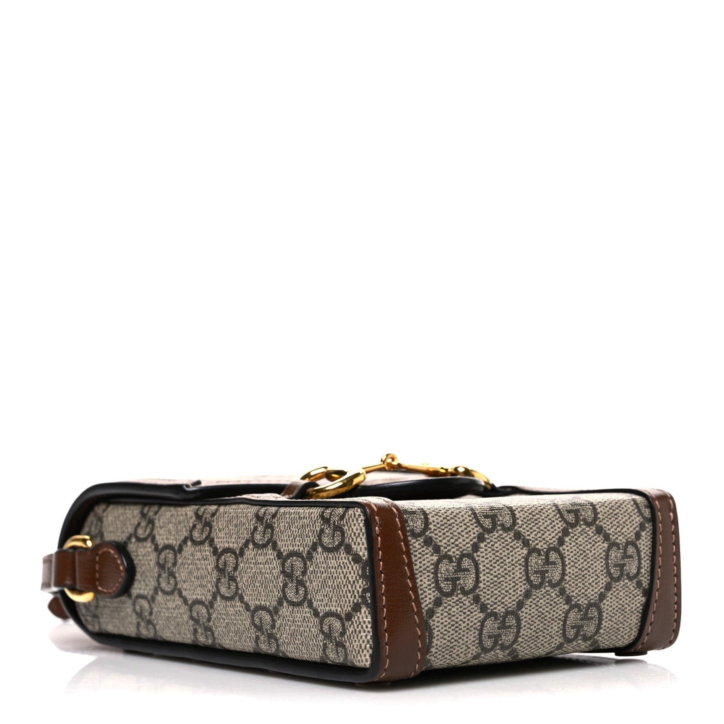 GG Supreme Monogram Mini Horsebit 1955 Crossbody Bag Beige Brown Sugar