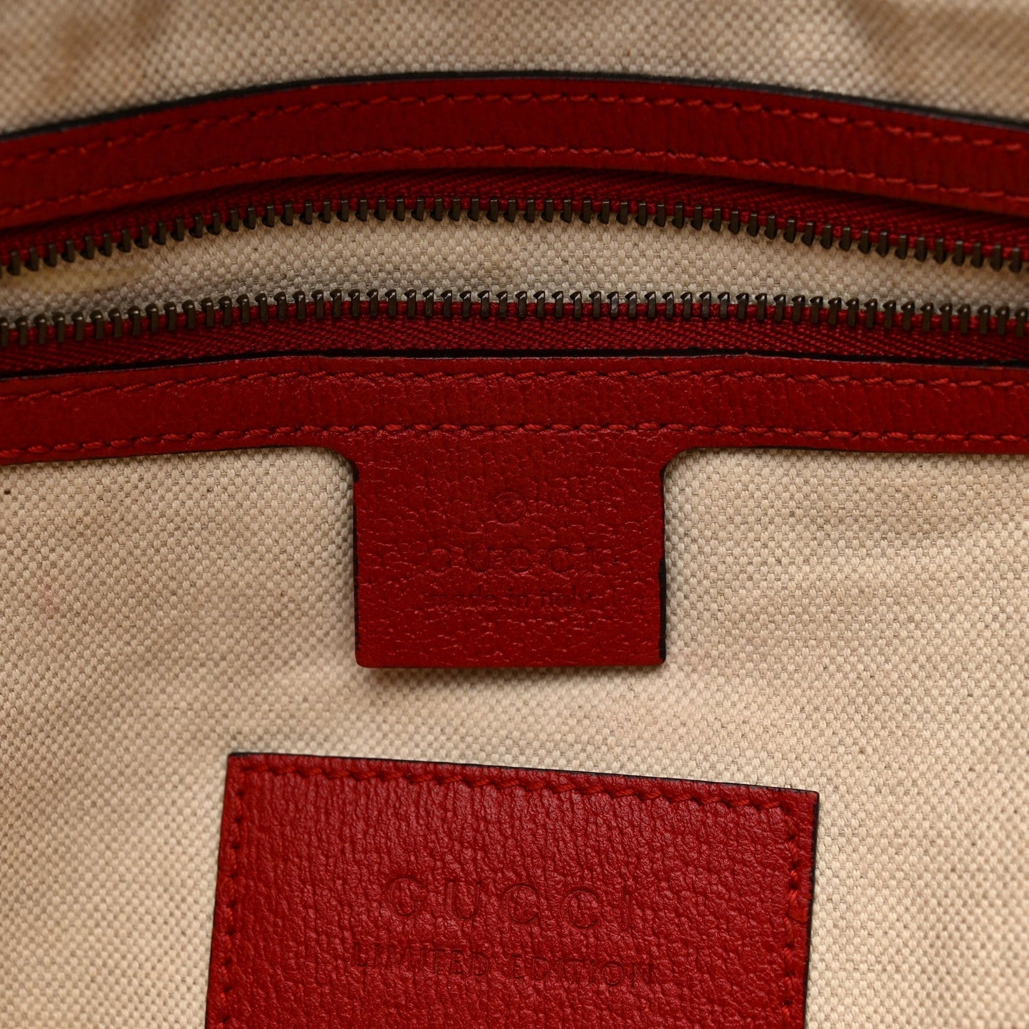 Soft GG Supreme Monogram Web Bosco Patch Small Crossbody Tote Beige Malva Hibiscus Red