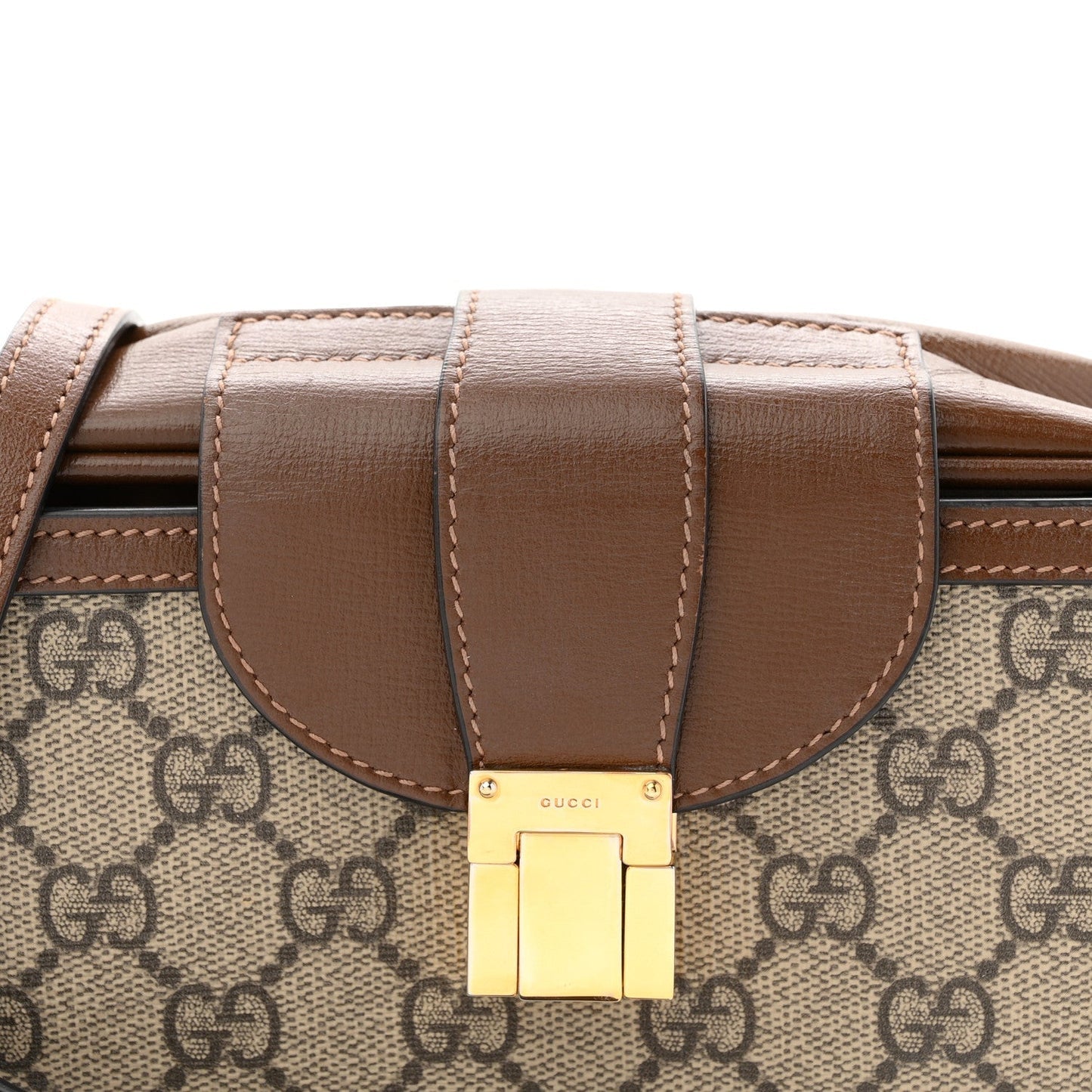 GG Supreme Monogram Mini Clasp Bag Beige Brown