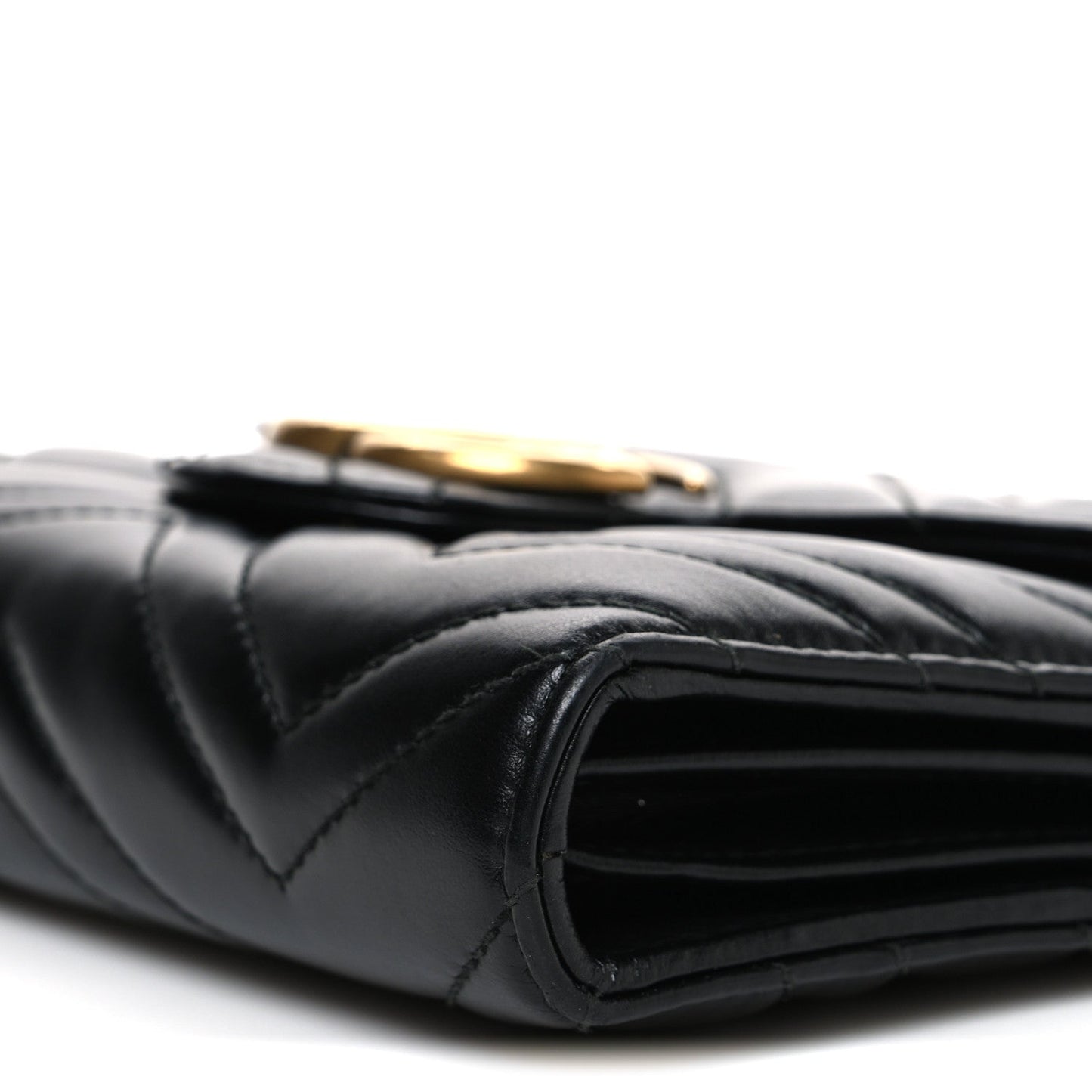 Calfskin Matelasse GG Marmont Chain Wallet Black