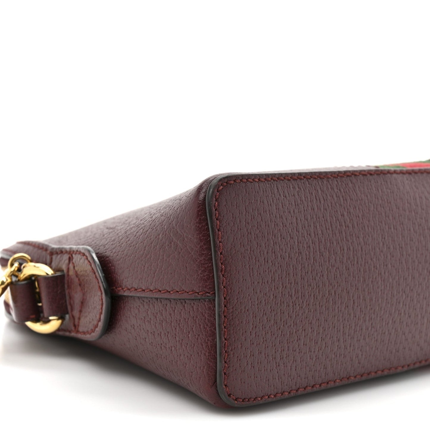 Textured Dollar Calfskin Web Small Ophidia Dome Shoulder Bag Burgundy