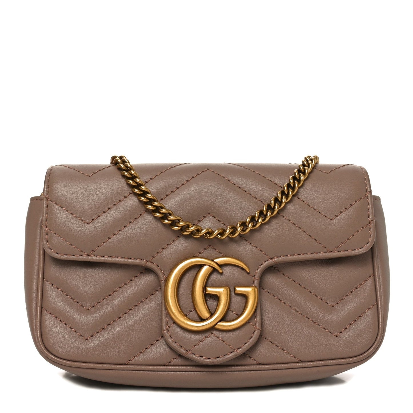 Calfskin Matelasse Super Mini GG Marmont Shoulder Bag Porcelain Rose
