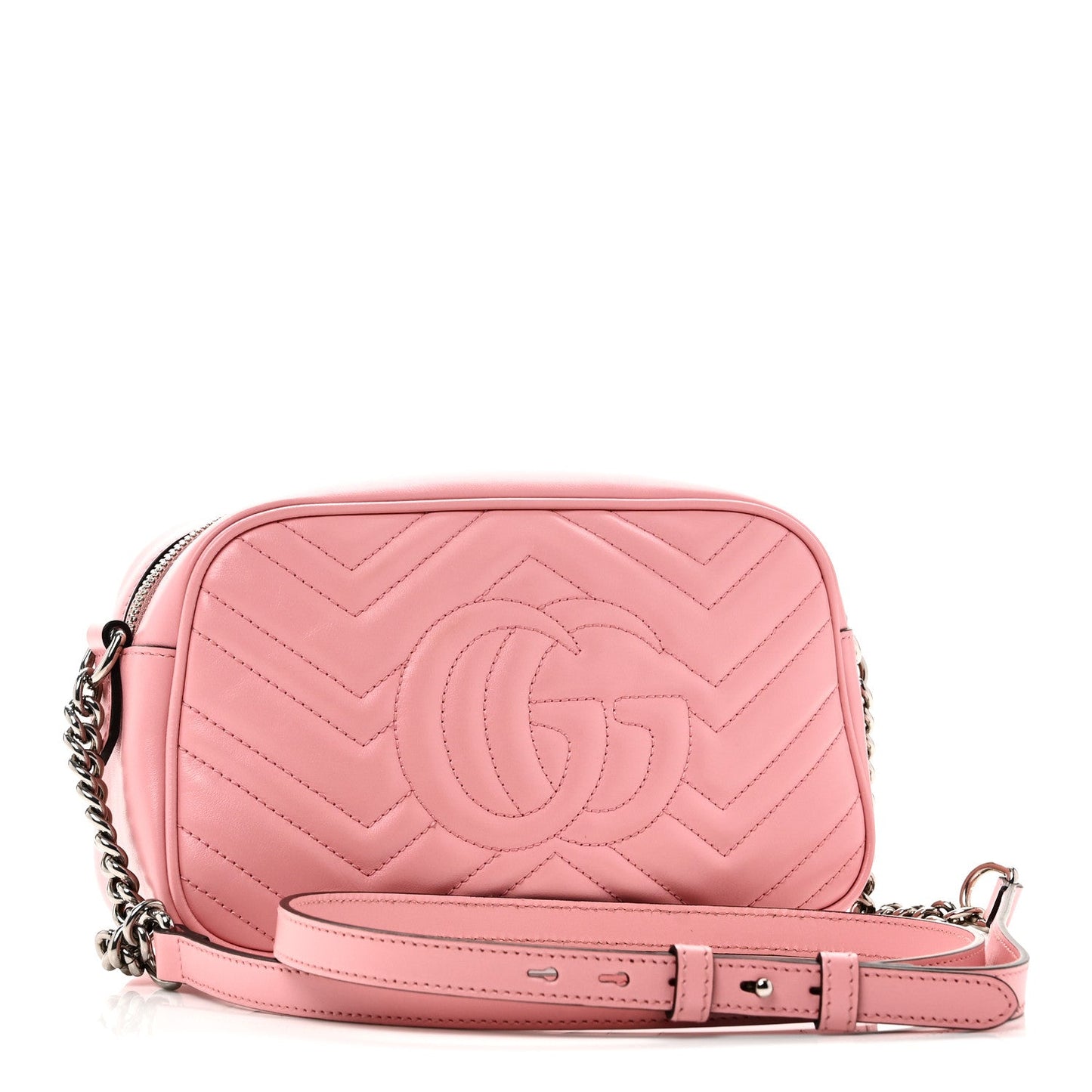 Calfskin Matelasse Small GG Marmont Chain Shoulder Bag Wild Rose