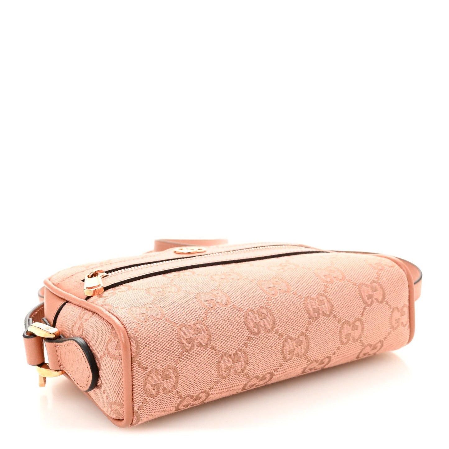 Monogram Textured Dollar Calfskin Mini Ophidia Shoulder Bag Cloche Rose Pink