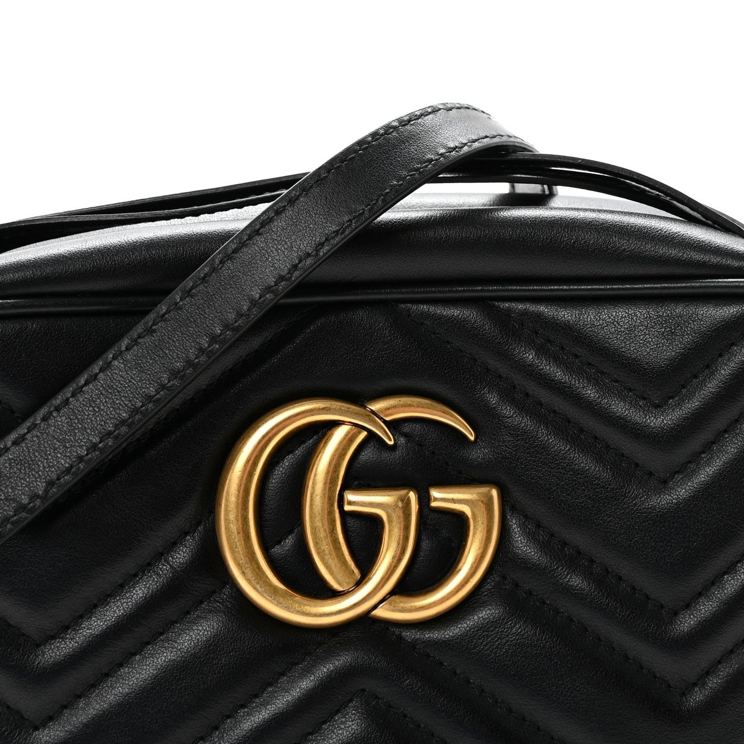 Calfskin Matelasse Small GG Marmont Chain Shoulder Bag Black
