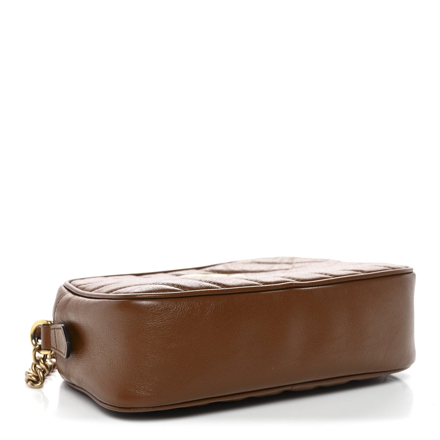 Glazed Calfskin Matelasse Diagonal Small GG Marmont Chain Shoulder Bag Cuir