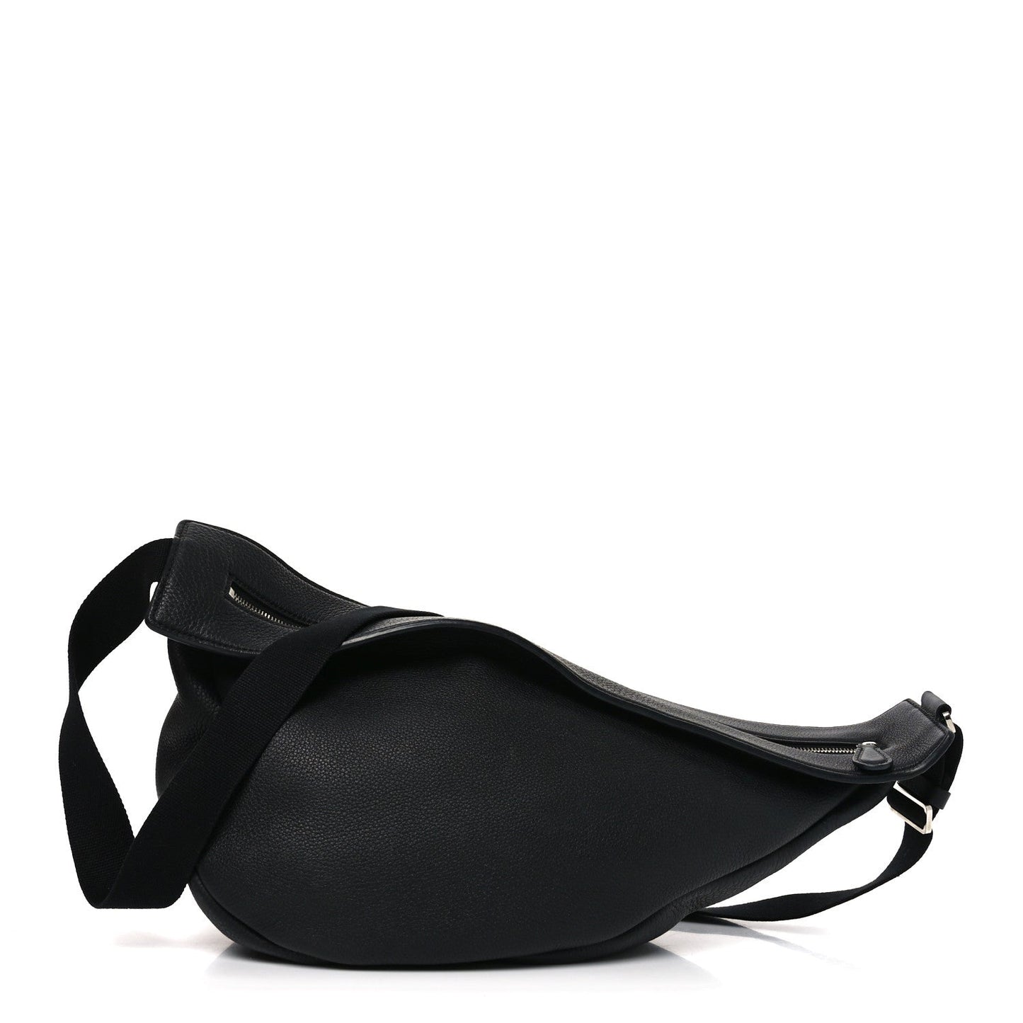 Grained Calfskin Large Slouchy Banana Bag Black