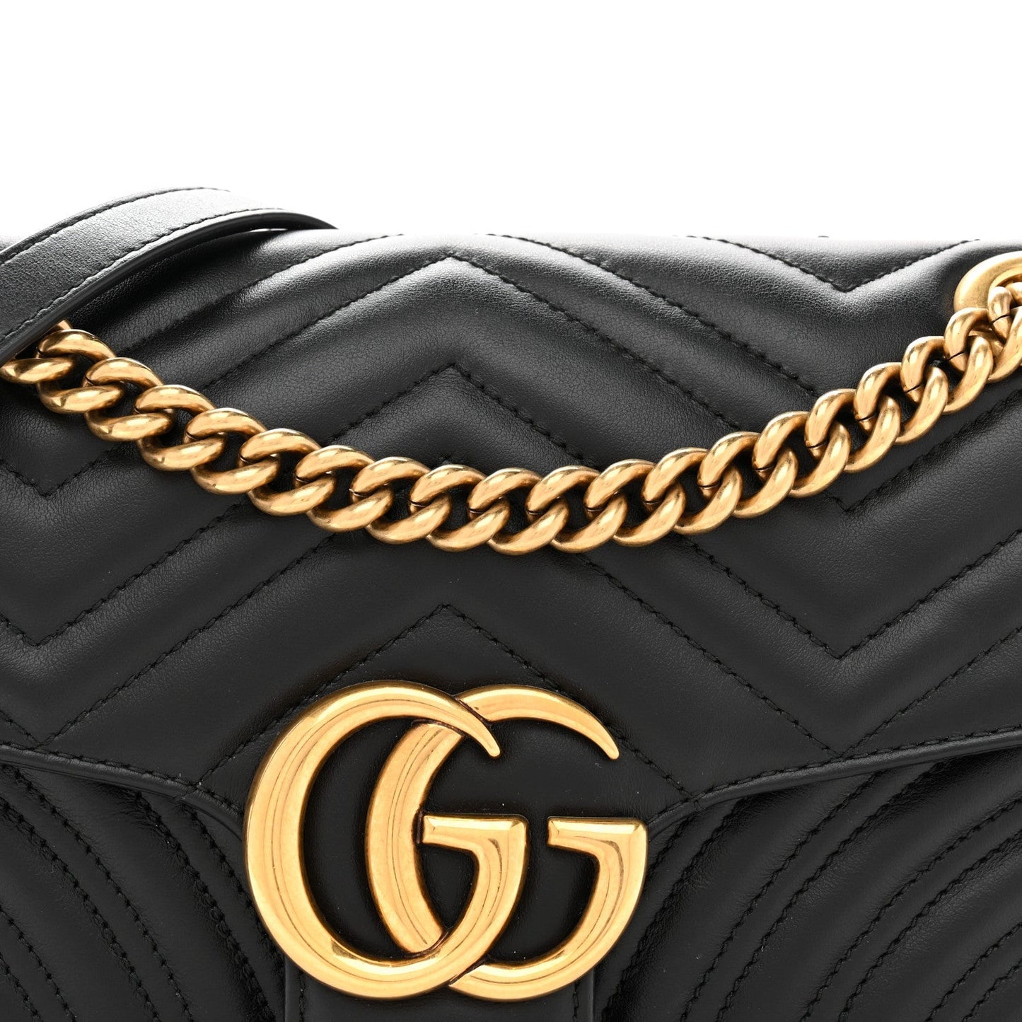 Calfskin Matelasse Small GG Marmont Shoulder Bag Black