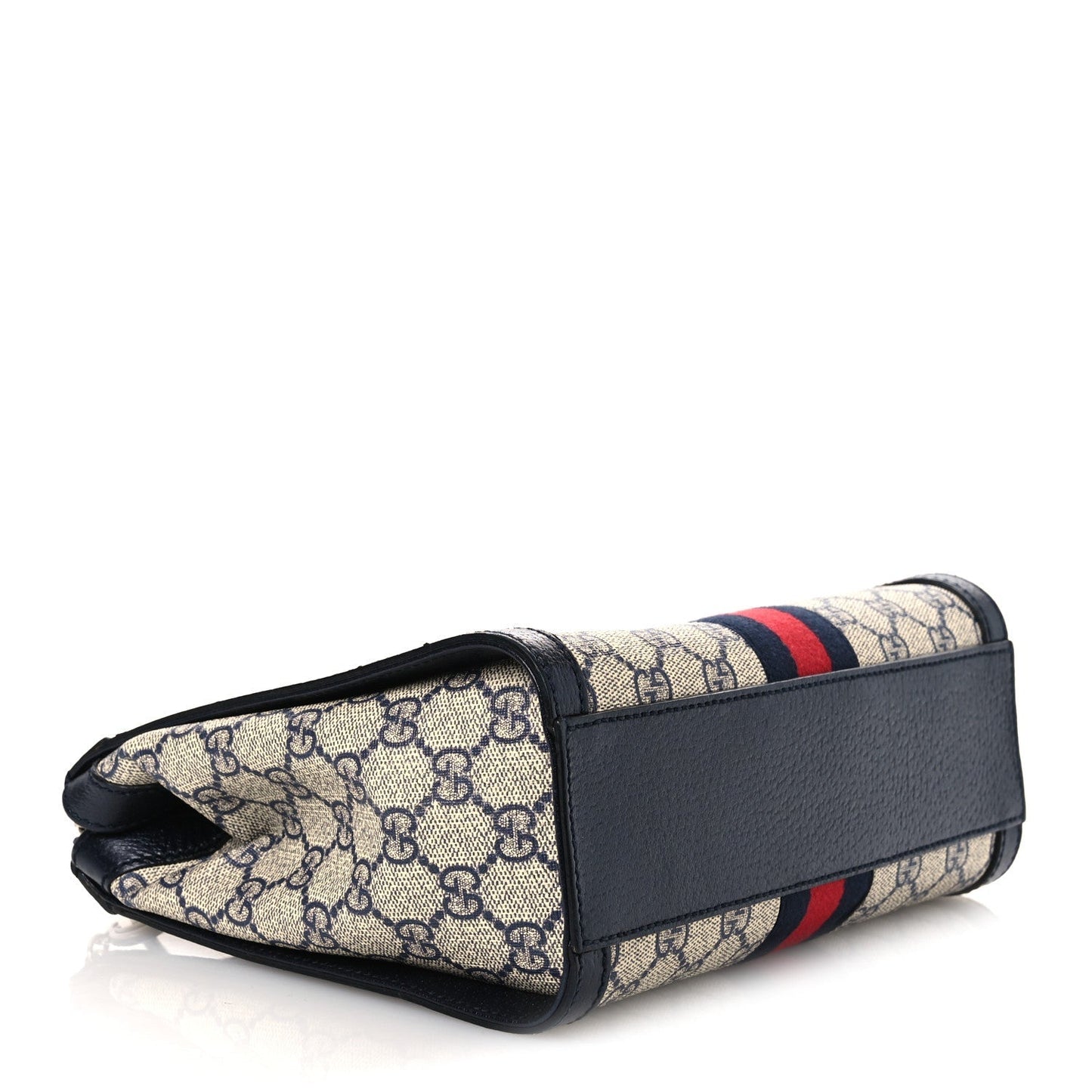 GG Supreme Monogram Textured Dollar Calfskin Web Small Ophidia Tote Bag Beige Blue