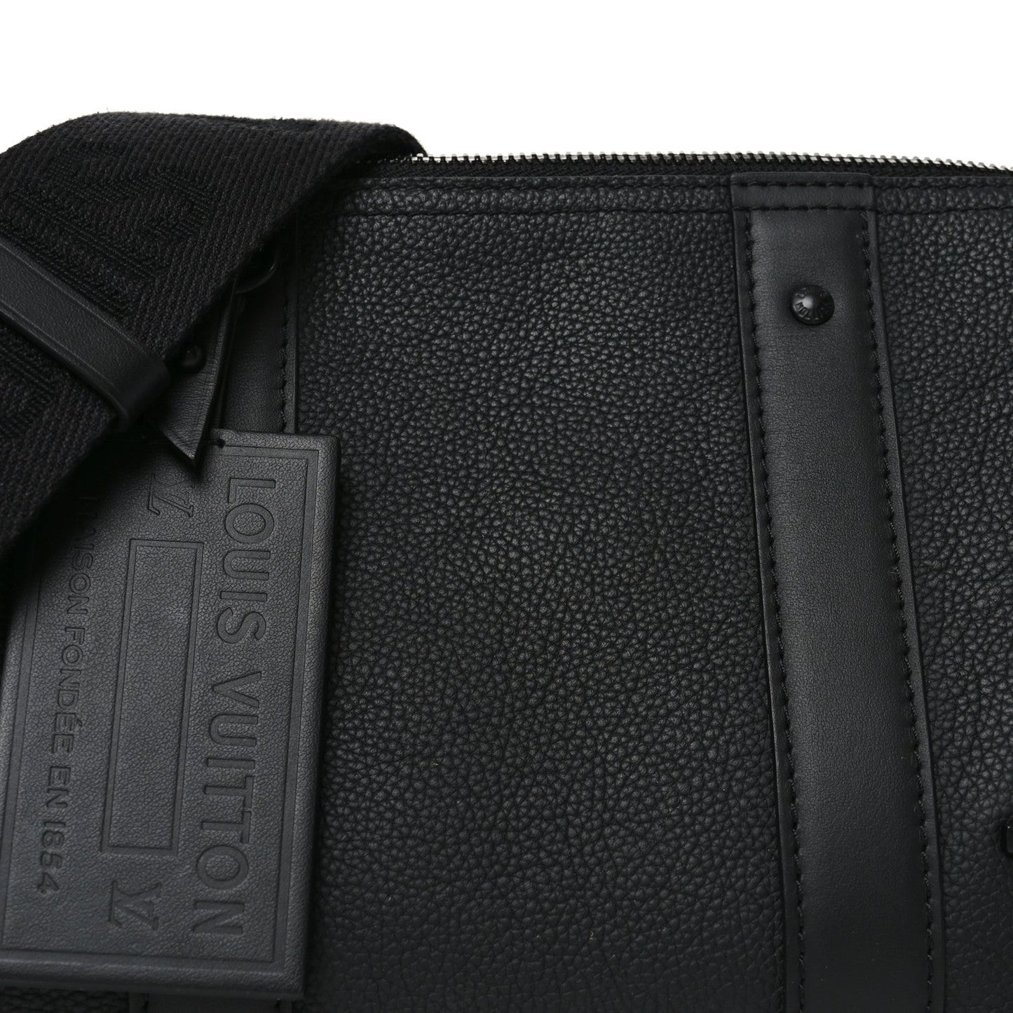 Grained Calfskin Aerogram City Keepall Black