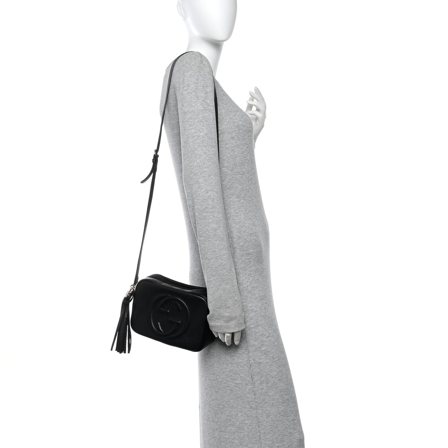 Pebbled Calfskin Small Soho Disco Bag Black