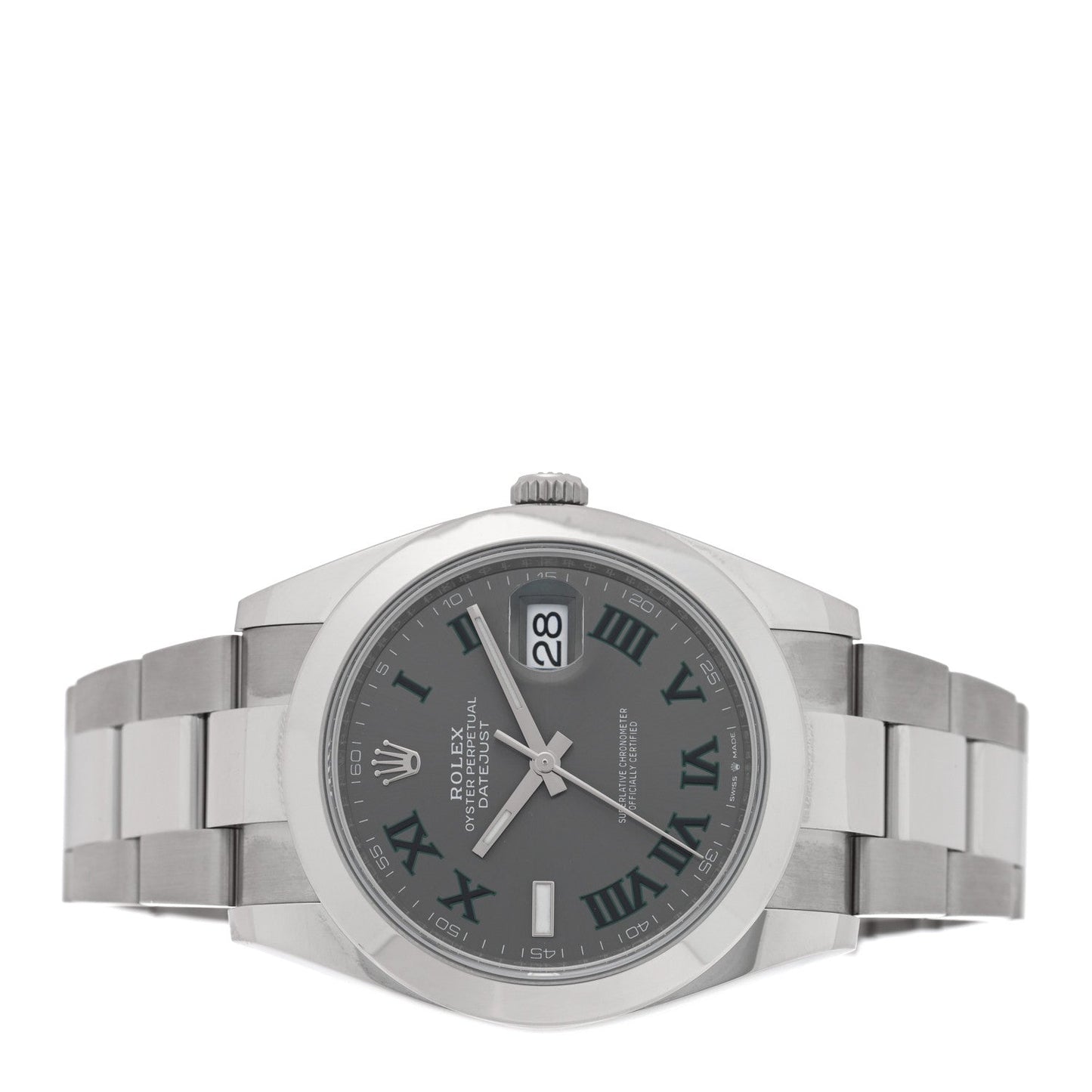 Stainless Steel 41mm Oyster Perpetual Wimbledon Datejust Watch Slate 126300