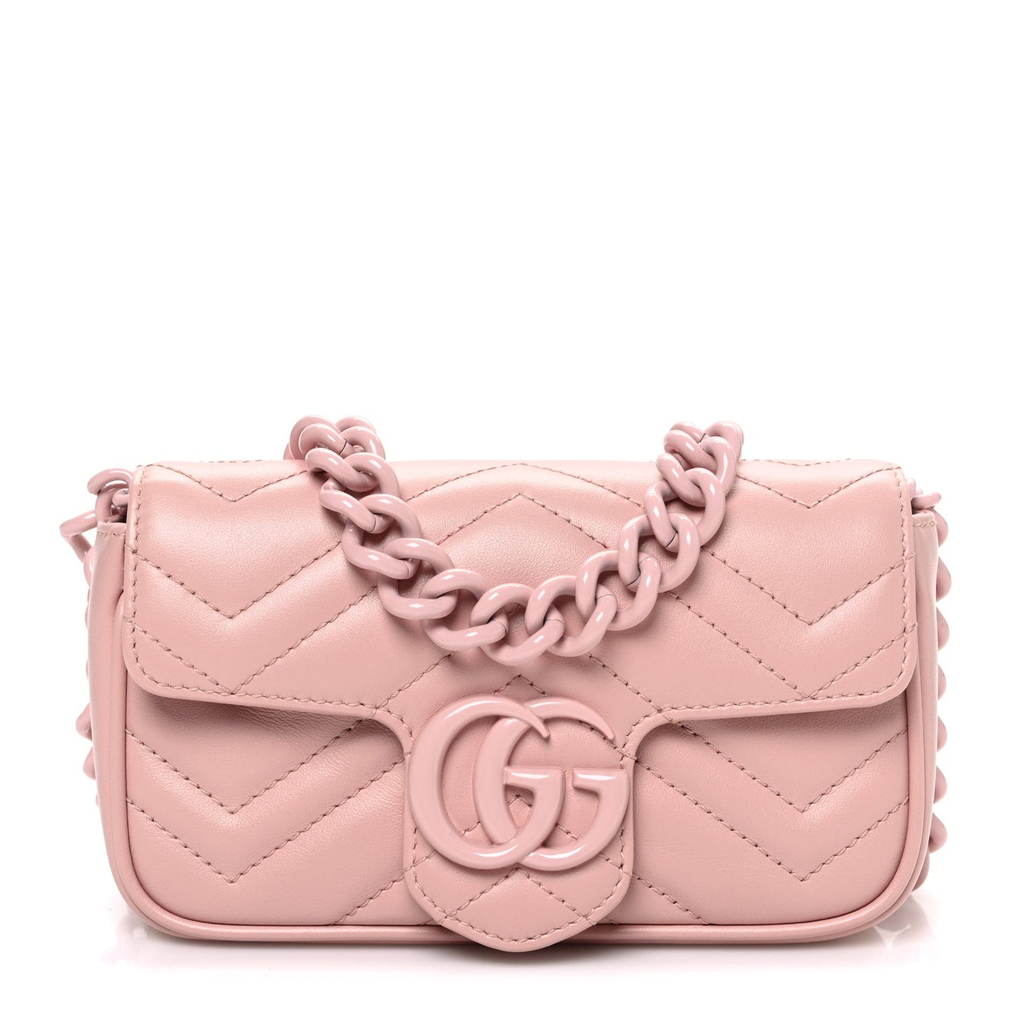 Calfskin Matelasse Monochrome GG Marmont Chain Belt Bag Perfect Pink