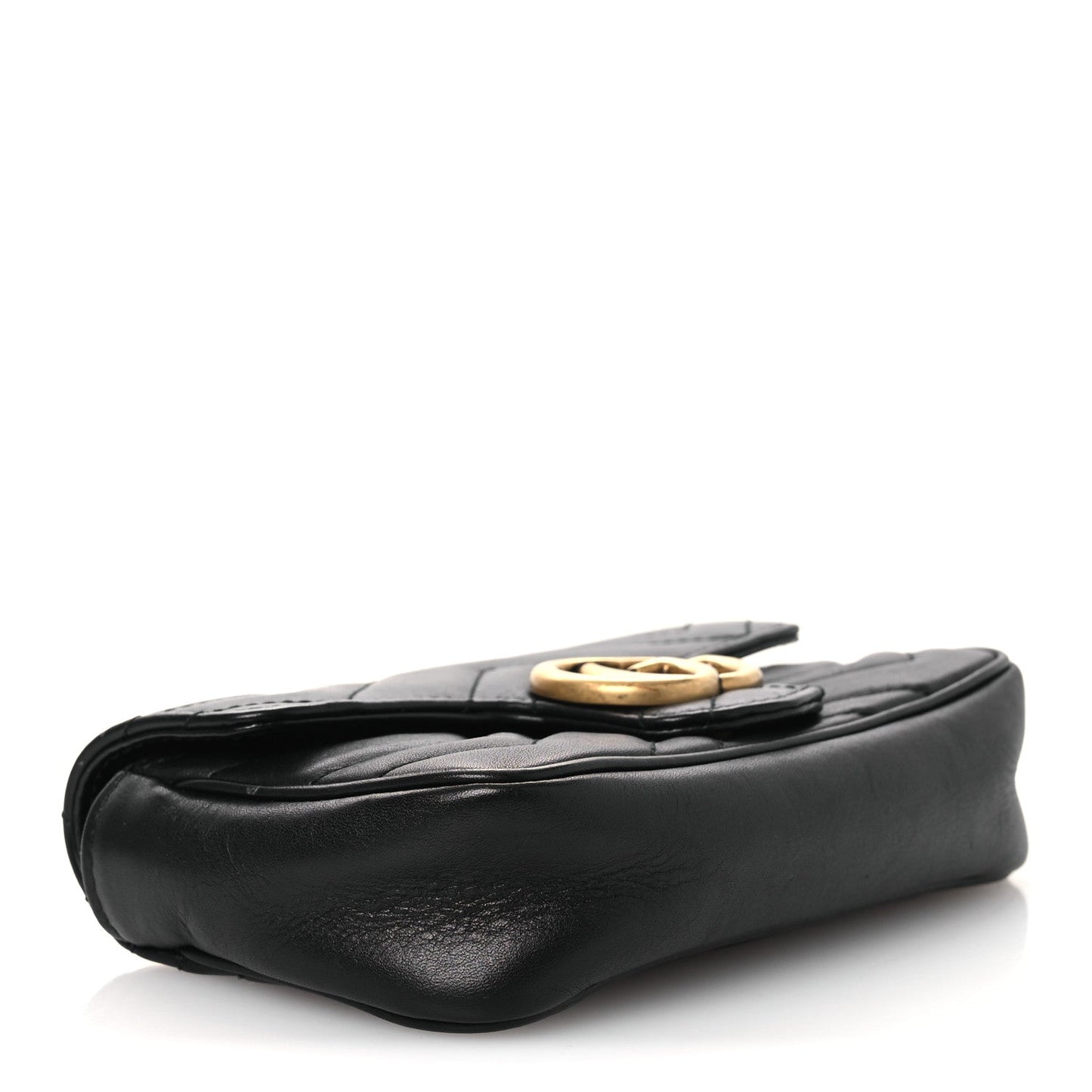 Calfskin Matelasse Super Mini GG Marmont Shoulder Bag Black