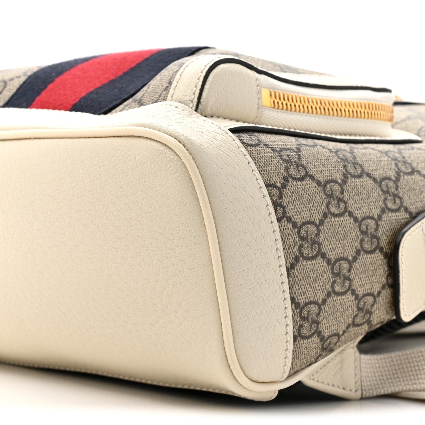 GG Supreme Monogram Textured Calfskin Web Small Ophidia Day Backpack Beige Ebony Mystic White